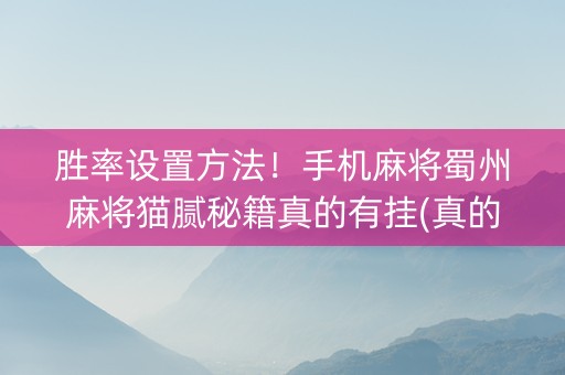 胜率设置方法！手机麻将蜀州麻将猫腻秘籍真的有挂(真的确实是有挂)