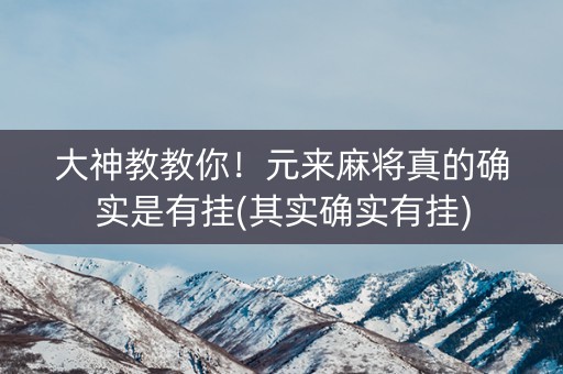 大神教教你！元来麻将真的确实是有挂(其实确实有挂)