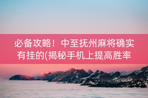 必备攻略！中至抚州麻将确实有挂的(揭秘手机上提高胜率)