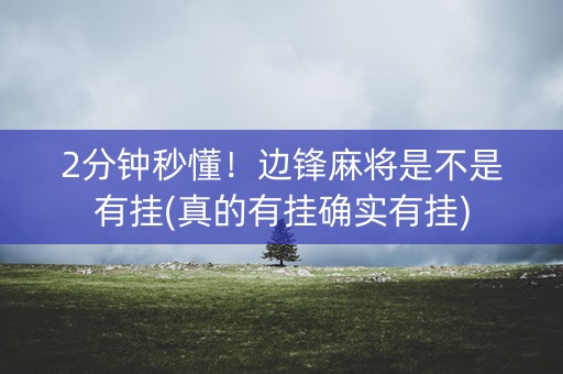 2分钟秒懂！边锋麻将是不是有挂(真的有挂确实有挂)