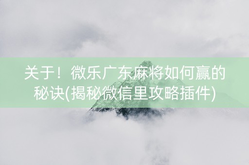 关于！微乐广东麻将如何赢的秘诀(揭秘微信里攻略插件)