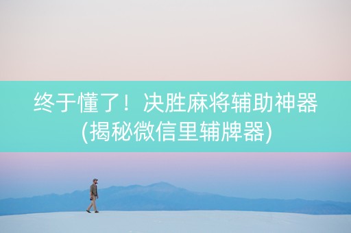终于懂了！决胜麻将辅助神器(揭秘微信里辅牌器)