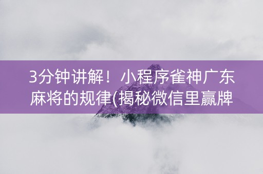 3分钟讲解！小程序雀神广东麻将的规律(揭秘微信里赢牌技巧)