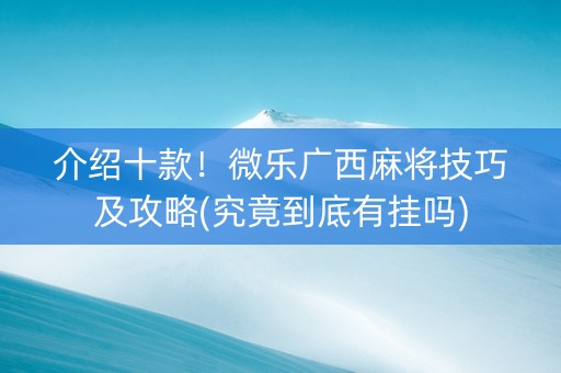 介绍十款！微乐广西麻将技巧及攻略(究竟到底有挂吗)