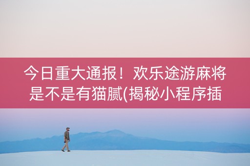 今日重大通报！欢乐途游麻将是不是有猫腻(揭秘小程序插件下载)