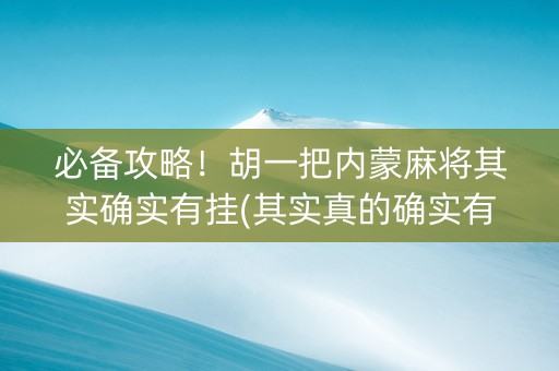 必备攻略！胡一把内蒙麻将其实确实有挂(其实真的确实有挂)