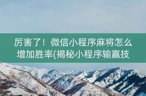 厉害了！微信小程序麻将怎么增加胜率(揭秘小程序输赢技巧)