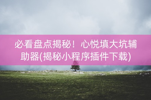 必看盘点揭秘！心悦填大坑辅助器(揭秘小程序插件下载)