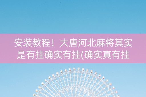 安装教程！大唐河北麻将其实是有挂确实有挂(确实真有挂)