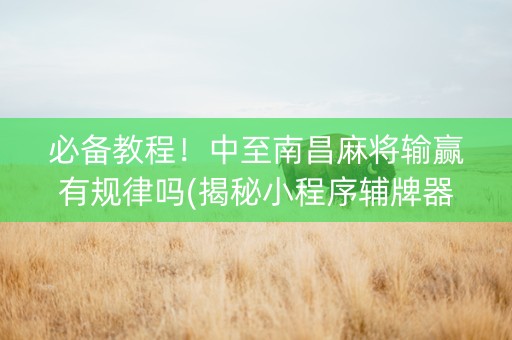 必备教程！中至南昌麻将输赢有规律吗(揭秘小程序辅牌器)