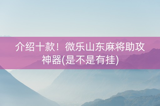 介绍十款！微乐山东麻将助攻神器(是不是有挂)
