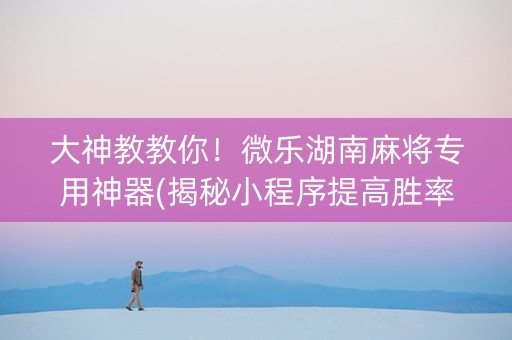 大神教教你！微乐湖南麻将专用神器(揭秘小程序提高胜率)