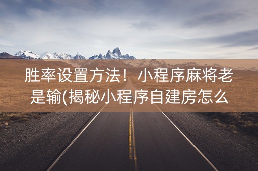 胜率设置方法！小程序麻将老是输(揭秘小程序自建房怎么赢)