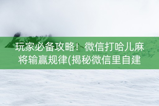 玩家必备攻略！微信打哈儿麻将输赢规律(揭秘微信里自建房怎么赢)