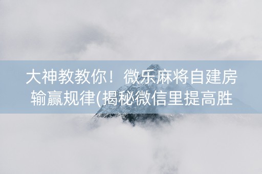 大神教教你！微乐麻将自建房输赢规律(揭秘微信里提高胜率)