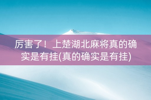 厉害了！上楚湖北麻将真的确实是有挂(真的确实是有挂)