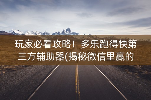 玩家必看攻略！多乐跑得快第三方辅助器(揭秘微信里赢的秘诀)