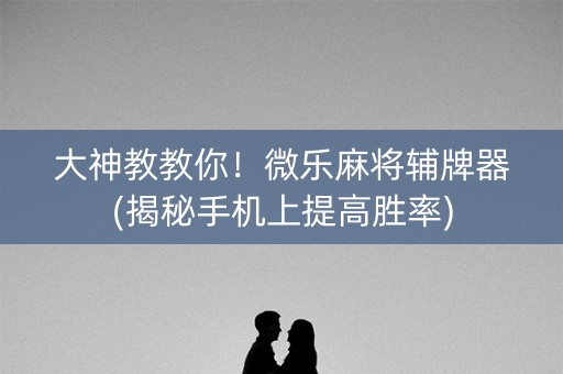 大神教教你！微乐麻将辅牌器(揭秘手机上提高胜率)
