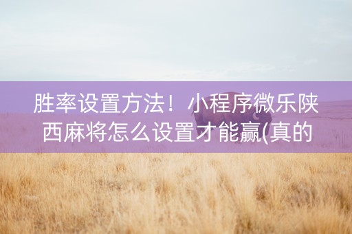 胜率设置方法！小程序微乐陕西麻将怎么设置才能赢(真的有挂确实有挂)