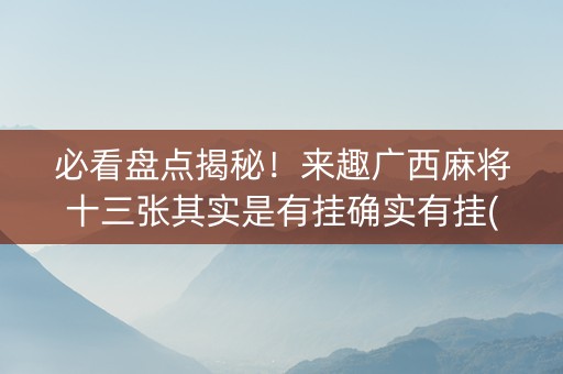 必看盘点揭秘！来趣广西麻将十三张其实是有挂确实有挂(其实真的有挂)