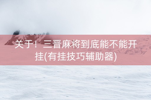 关于！三晋麻将到底能不能开挂(有挂技巧辅助器)