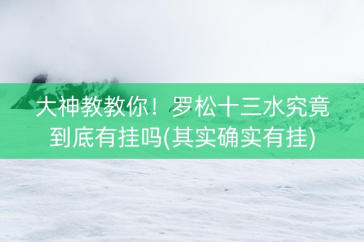 大神教教你！罗松十三水究竟到底有挂吗(其实确实有挂)