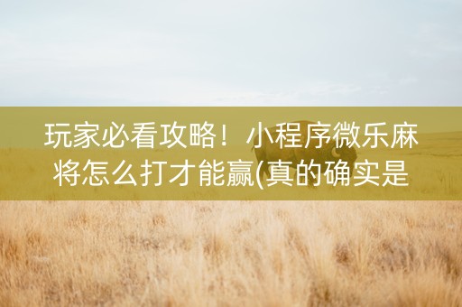 玩家必看攻略！小程序微乐麻将怎么打才能赢(真的确实是有挂)