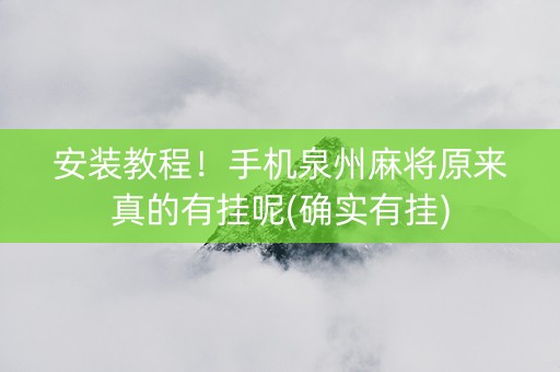 安装教程！手机泉州麻将原来真的有挂呢(确实有挂)