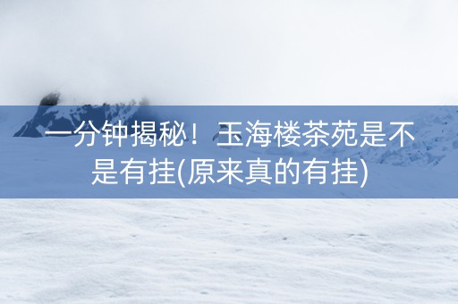 一分钟揭秘！玉海楼茶苑是不是有挂(原来真的有挂)