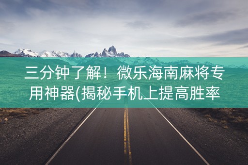 三分钟了解！微乐海南麻将专用神器(揭秘手机上提高胜率)