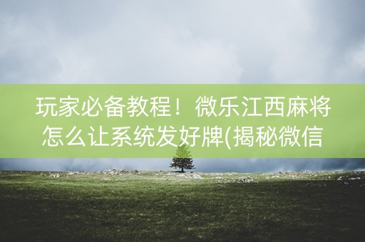 玩家必备教程！微乐江西麻将怎么让系统发好牌(揭秘微信里插件购买)
