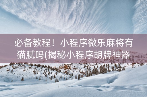必备教程！小程序微乐麻将有猫腻吗(揭秘小程序胡牌神器)