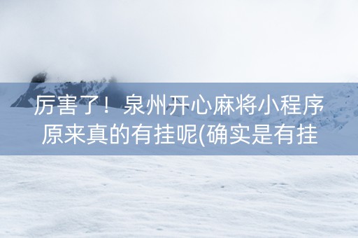 厉害了！泉州开心麻将小程序原来真的有挂呢(确实是有挂的)