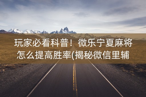 玩家必看科普！微乐宁夏麻将怎么提高胜率(揭秘微信里辅牌器)