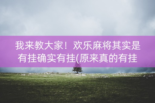我来教大家！欢乐麻将其实是有挂确实有挂(原来真的有挂)