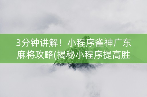 3分钟讲解！小程序雀神广东麻将攻略(揭秘小程序提高胜率)