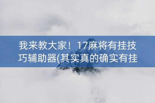 我来教大家！17麻将有挂技巧辅助器(其实真的确实有挂)