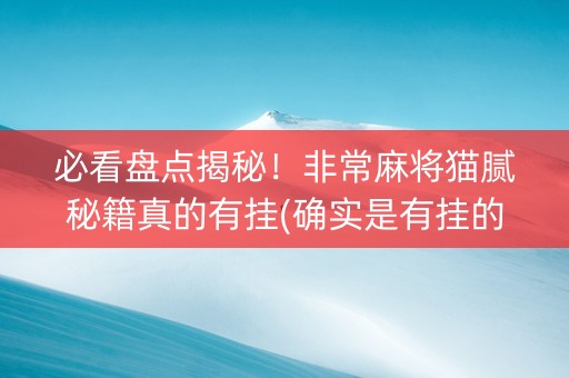 必看盘点揭秘！非常麻将猫腻秘籍真的有挂(确实是有挂的)