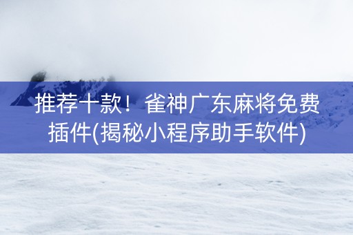 推荐十款！雀神广东麻将免费插件(揭秘小程序助手软件)