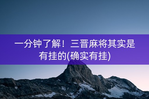 一分钟了解！三晋麻将其实是有挂的(确实有挂)