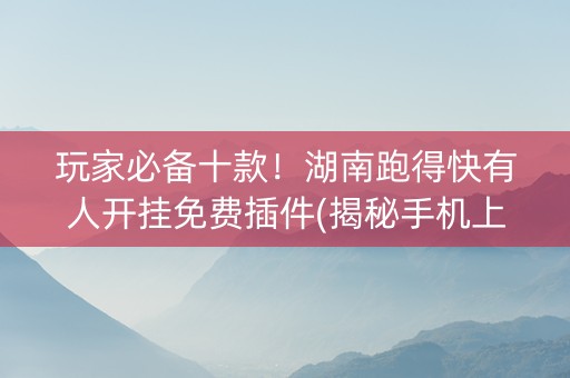 玩家必备十款！湖南跑得快有人开挂免费插件(揭秘手机上胜率到哪调)