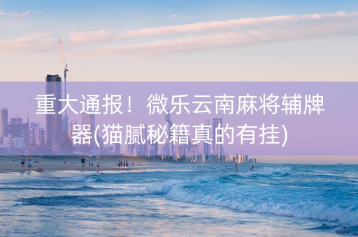 重大通报！微乐云南麻将辅牌器(猫腻秘籍真的有挂)