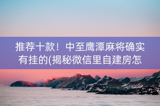 推荐十款！中至鹰潭麻将确实有挂的(揭秘微信里自建房怎么赢)
