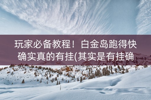 玩家必备教程！白金岛跑得快确实真的有挂(其实是有挂确实有挂)