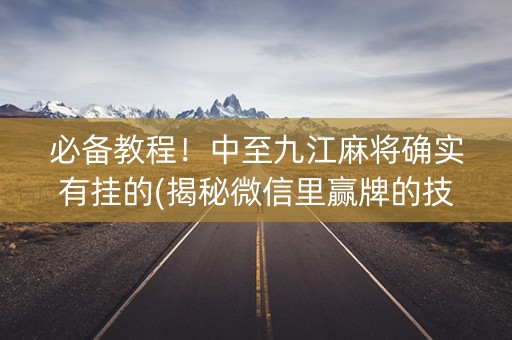 必备教程！中至九江麻将确实有挂的(揭秘微信里赢牌的技巧)