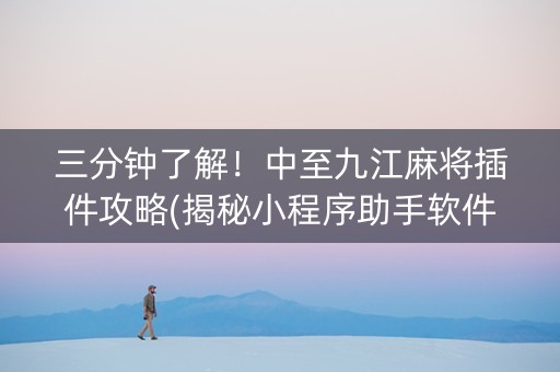 三分钟了解！中至九江麻将插件攻略(揭秘小程序助手软件)