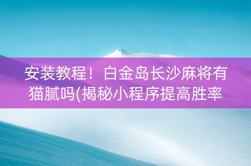 安装教程！白金岛长沙麻将有猫腻吗(揭秘小程序提高胜率)