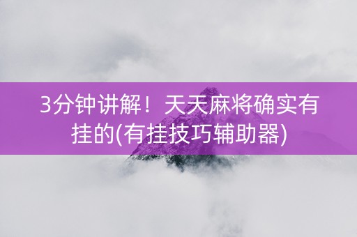 3分钟讲解！天天麻将确实有挂的(有挂技巧辅助器)
