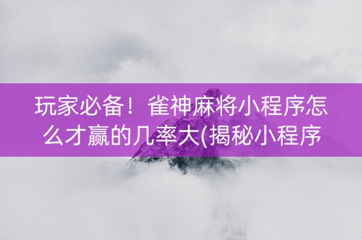 玩家必备！雀神麻将小程序怎么才赢的几率大(揭秘小程序确实有猫腻)