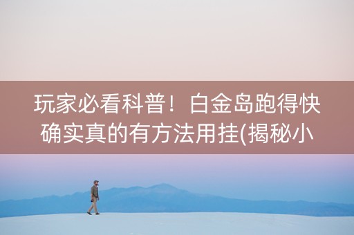 玩家必看科普！白金岛跑得快确实真的有方法用挂(揭秘小程序助赢神器购买)